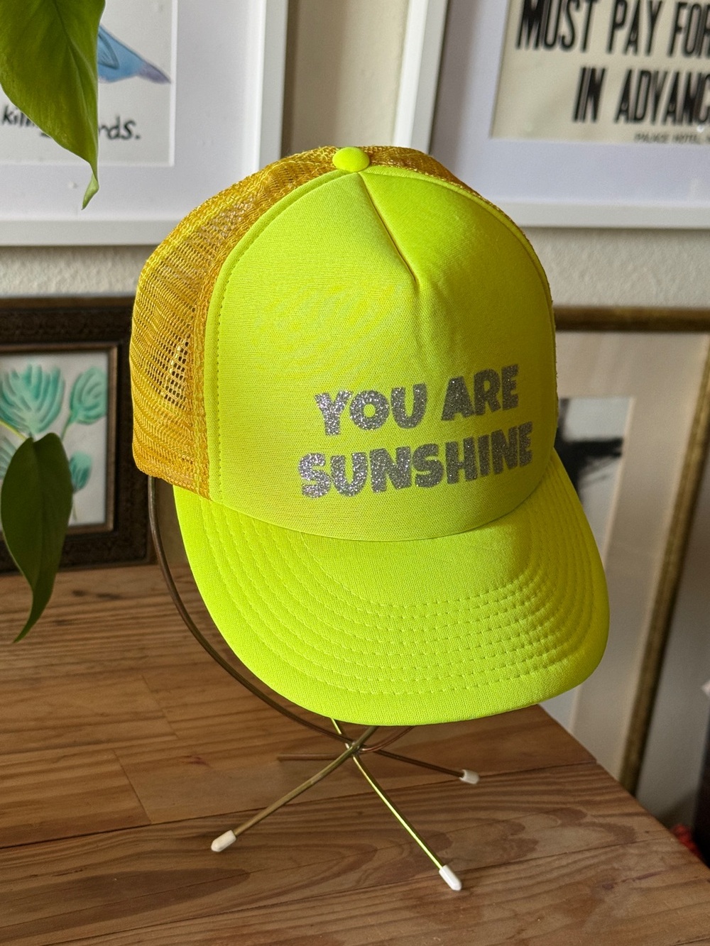 Vintage 90s Neon Yellow Foam Front custom Trucker Hat SnapBack Adult awesome